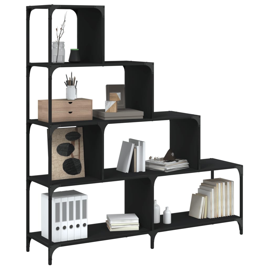 Bookcase 4-Stair Black 139x33.5x149 cm Engineered Wood