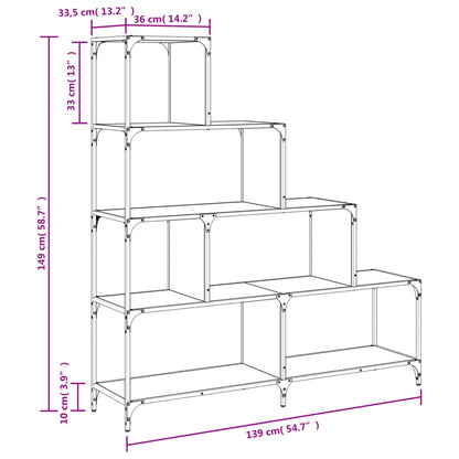 Bookcase 4-Stair Smoked Oak 139x33.5x149 cm Engineered Wood