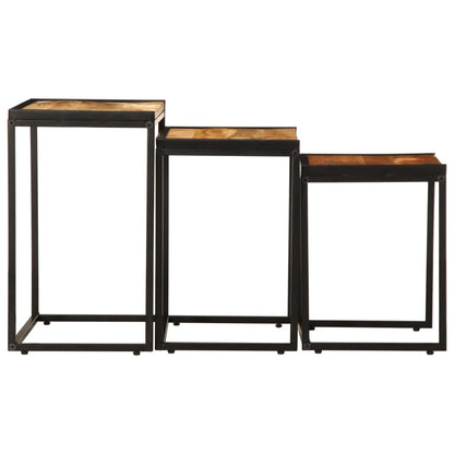 Nesting Side Tables 3 pcs Solid Rough Wood Mango