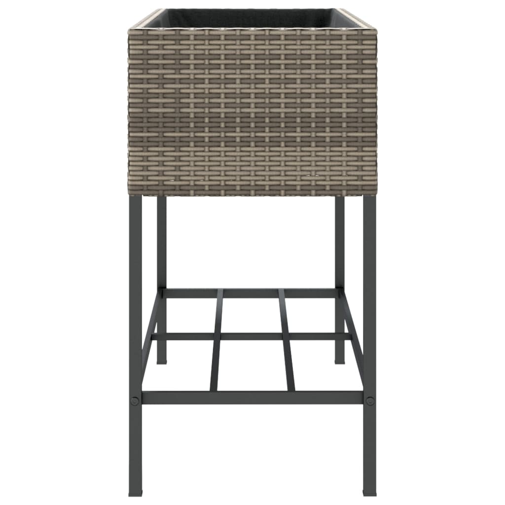 Garden Planter with Shelf Grey Poly Rattan