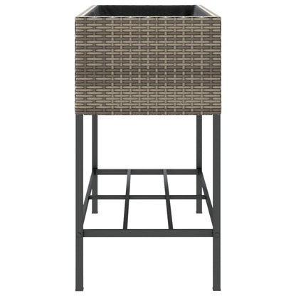 Garden Planter with Shelf Grey Poly Rattan