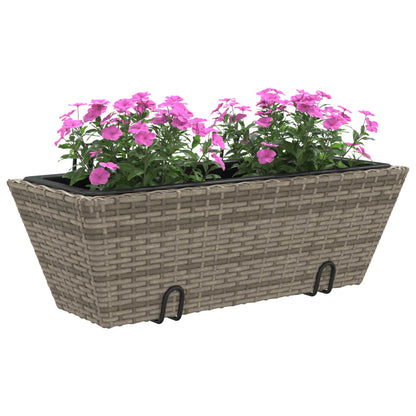 Planters with hooks 2 pcs Grey Poly Rattan