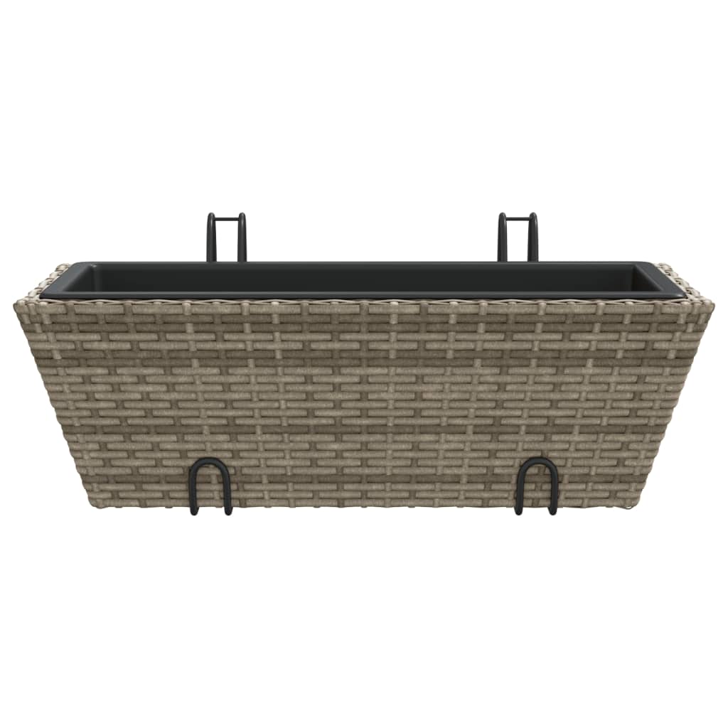 Planters with hooks 2 pcs Grey Poly Rattan