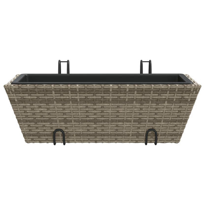 Planters with hooks 2 pcs Grey Poly Rattan