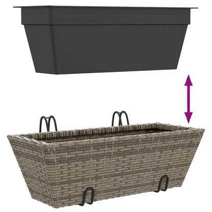 Planters with hooks 2 pcs Grey Poly Rattan