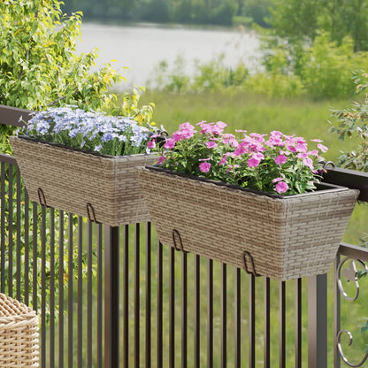 Planters with hooks 2 pcs Grey Poly Rattan