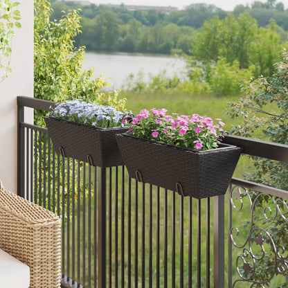 Planters with hooks 2 pcs Black Poly Rattan