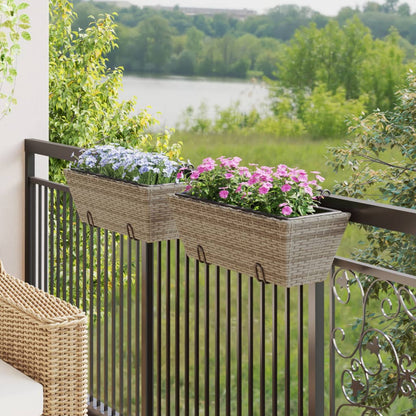 Planters with hooks 2 pcs Grey Poly Rattan