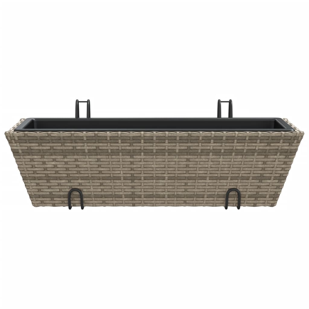 Planters with hooks 2 pcs Grey Poly Rattan