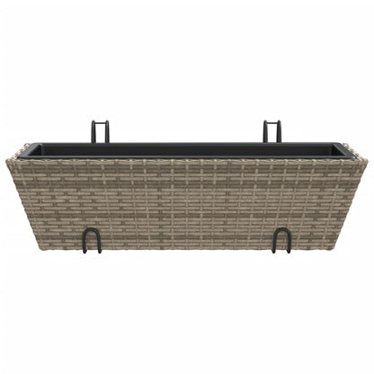 Planters with hooks 2 pcs Grey Poly Rattan