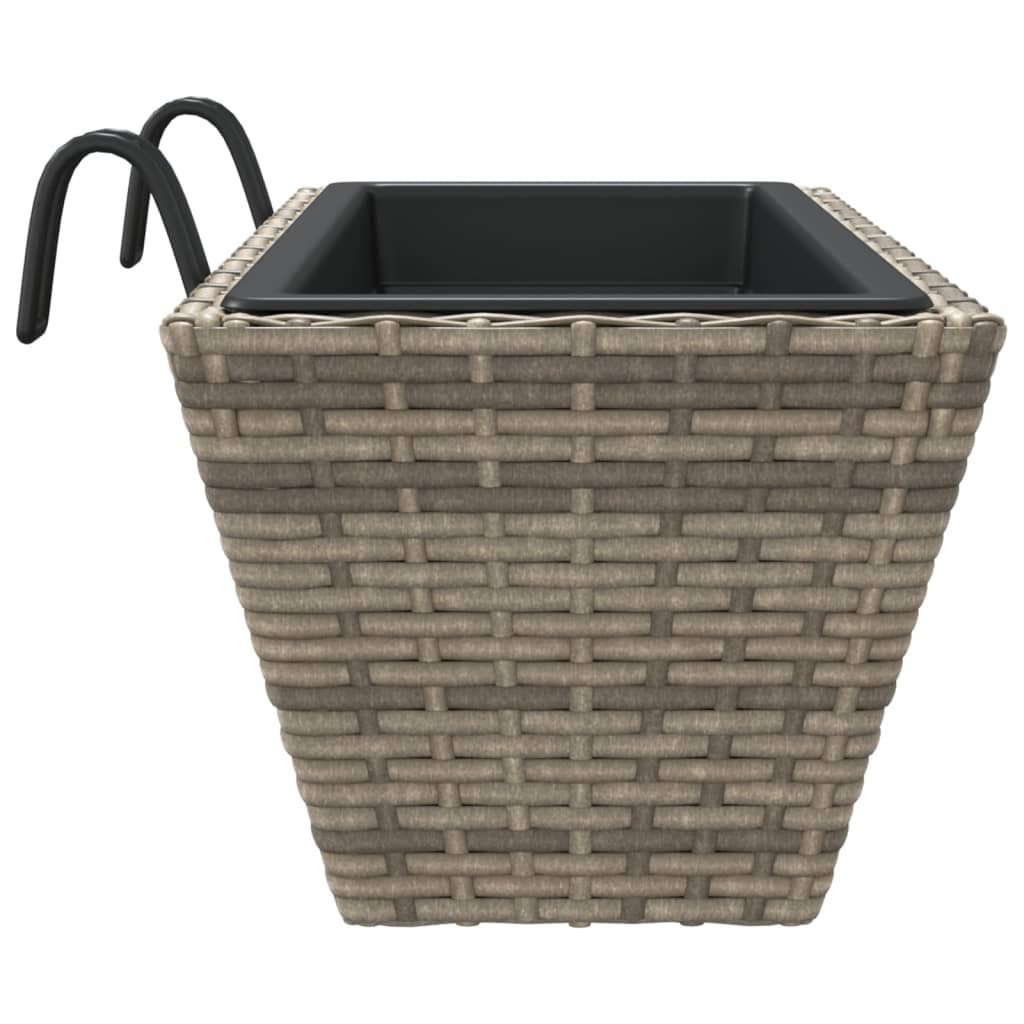 Planters with hooks 2 pcs Grey Poly Rattan