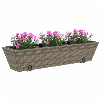 Planters with hooks 2 pcs Grey Poly Rattan