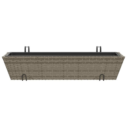 Planters with hooks 2 pcs Grey Poly Rattan