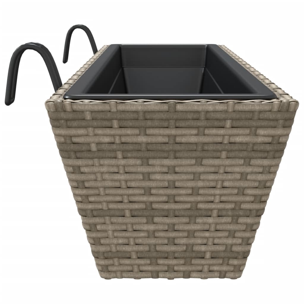 Planters with hooks 2 pcs Grey Poly Rattan