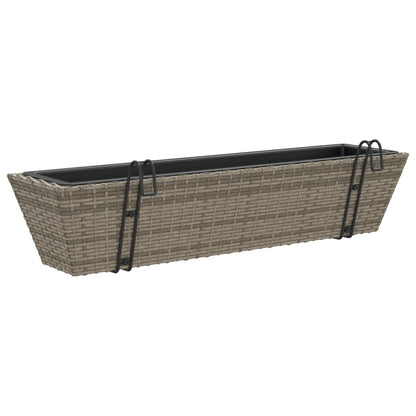 Planters with hooks 2 pcs Grey Poly Rattan