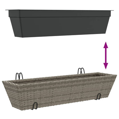 Planters with hooks 2 pcs Grey Poly Rattan