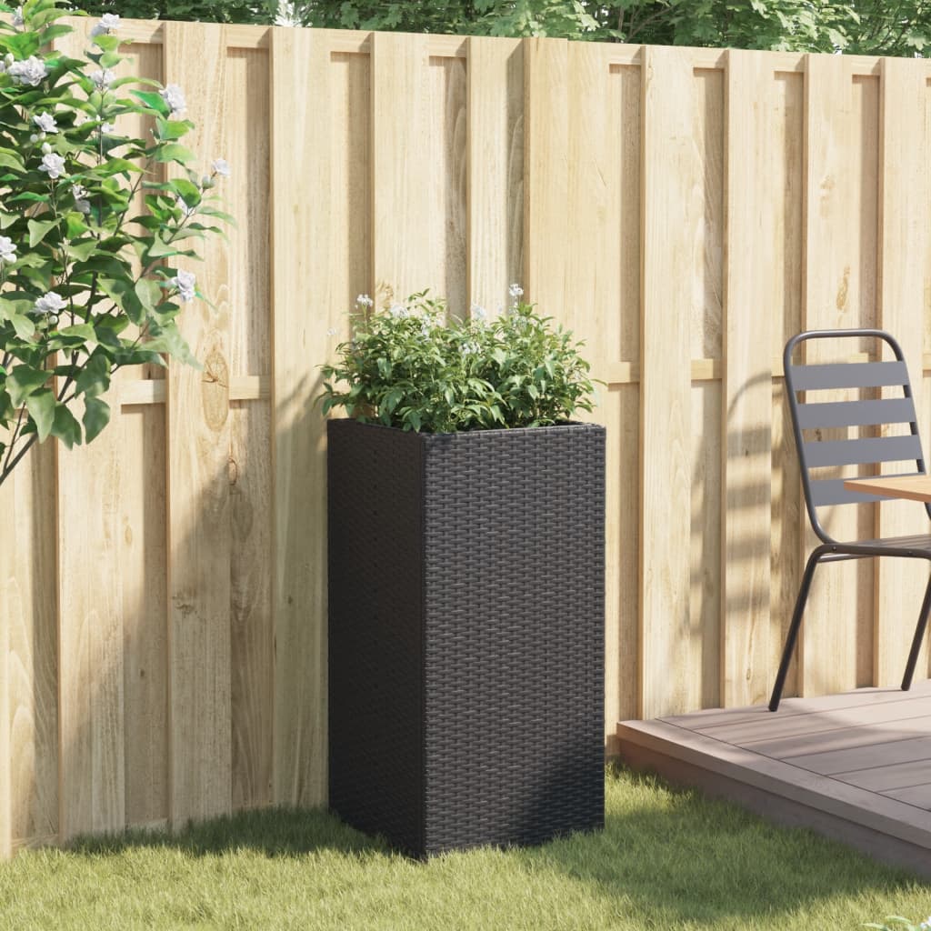 Garden Planter Black 40x40x80 cm Poly Rattan