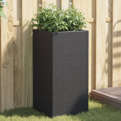 Garden Planter Black 40x40x80 cm Poly Rattan