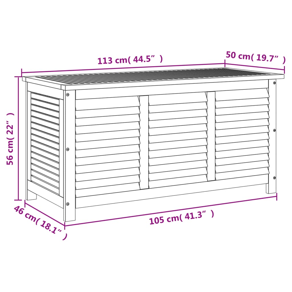 Garden Storage Box with Louver 113x50x56 cm Solid Wood Acacia