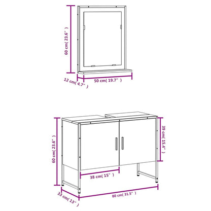 2 Piece Bathroom Cabinet Set Sonoma Oak Engineered Wood