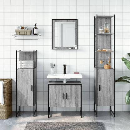 4 Piece Bathroom Cabinet Set Grey Sonoma Engineered Wood