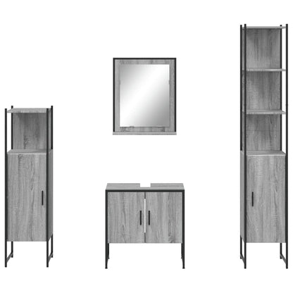 4 Piece Bathroom Cabinet Set Grey Sonoma Engineered Wood