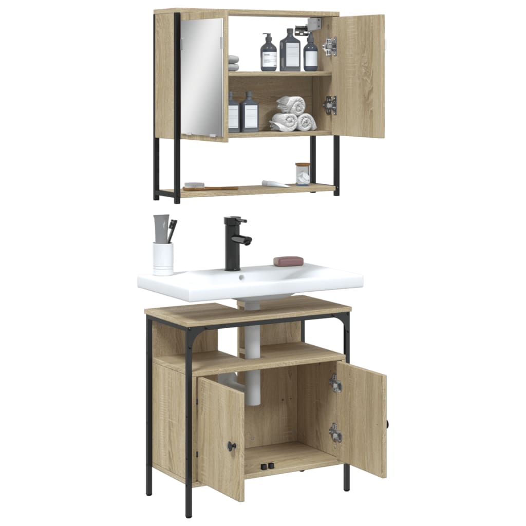 2 Piece Bathroom Furniture Set Sonoma Oak Engineered Wood