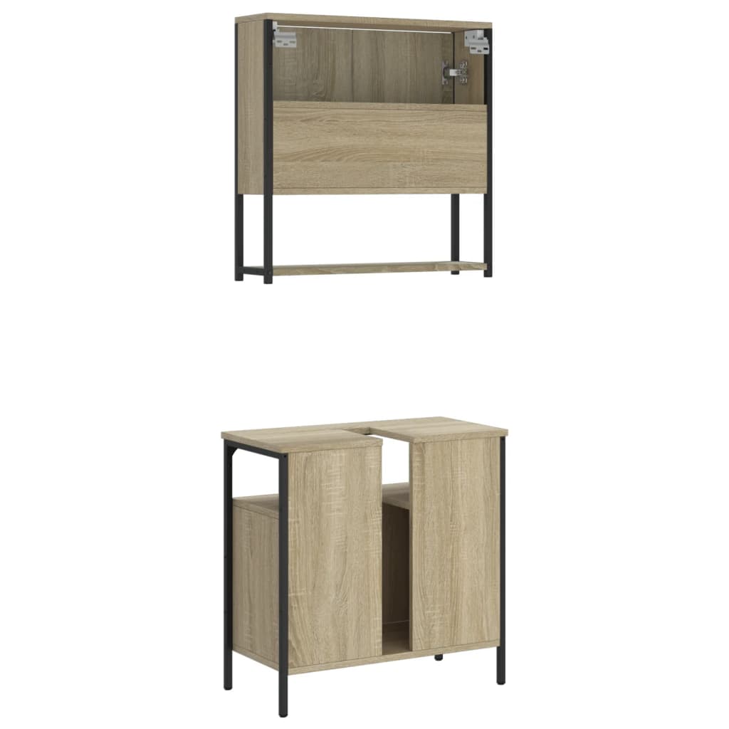 2 Piece Bathroom Furniture Set Sonoma Oak Engineered Wood