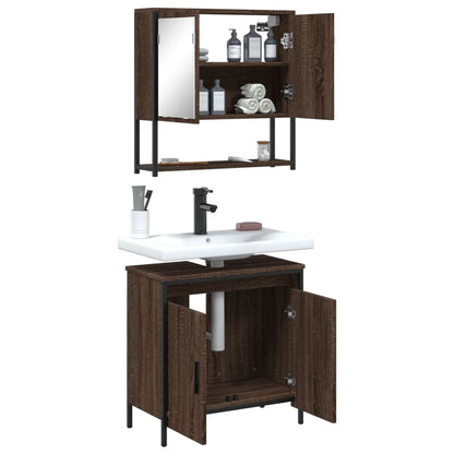 2 Piece Bathroom Furniture Set Brown Oak Engineered Wood