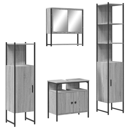 4 Piece Bathroom Furniture Set Grey Sonoma Engineered Wood