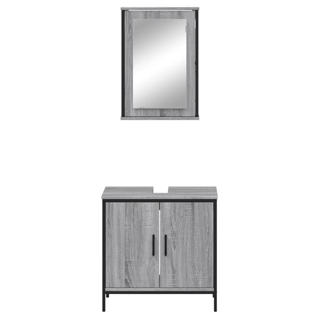 2 Piece Bathroom Furniture Set Grey Sonoma Engineered Wood