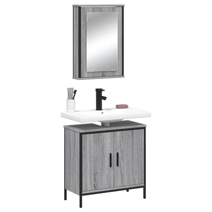 2 Piece Bathroom Furniture Set Grey Sonoma Engineered Wood