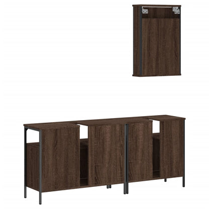 3 Piece Bathroom Furniture Set Brown Oak Engineered Wood