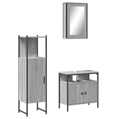 3 Piece Bathroom Furniture Set Grey Sonoma Engineered Wood