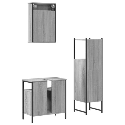 3 Piece Bathroom Furniture Set Grey Sonoma Engineered Wood