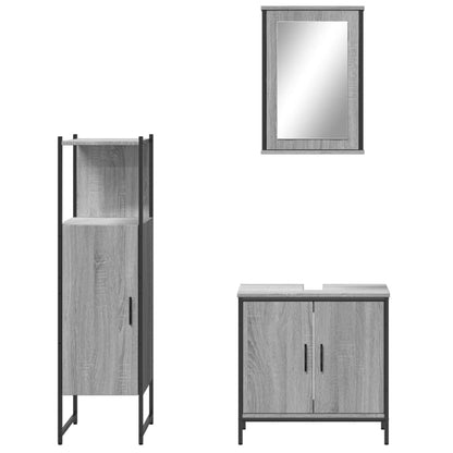 3 Piece Bathroom Furniture Set Grey Sonoma Engineered Wood