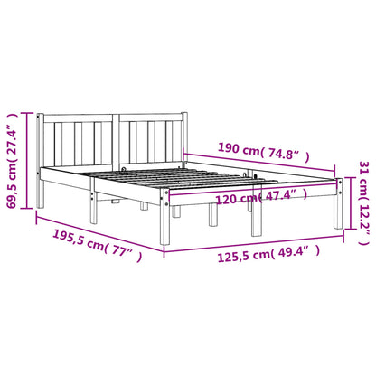 Bed Frame without Mattress Wax Brown 120x190 cm Small Double Solid Wood Pine