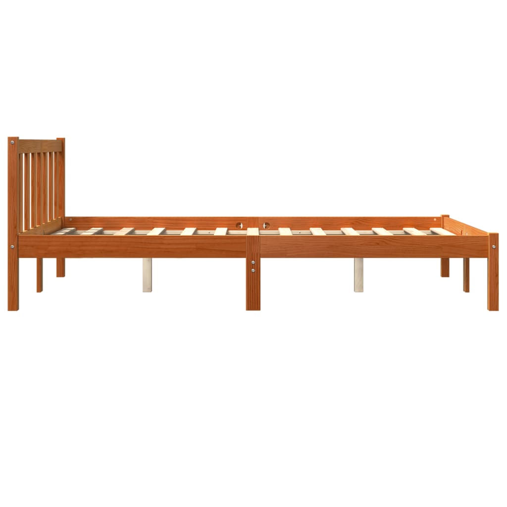 Bed Frame without Mattress Wax Brown 140x200 cm Solid Wood Pine