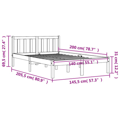 Bed Frame without Mattress Wax Brown 140x200 cm Solid Wood Pine