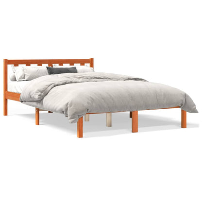 Bed Frame without Mattress Wax Brown 140x200 cm Solid Wood Pine