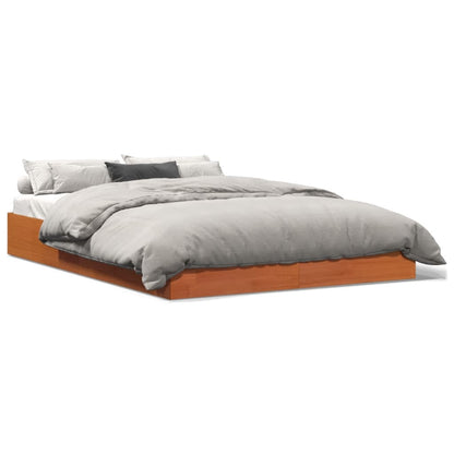 Bed Frame without Mattress Wax Brown 140x200 cm Solid Wood Pine