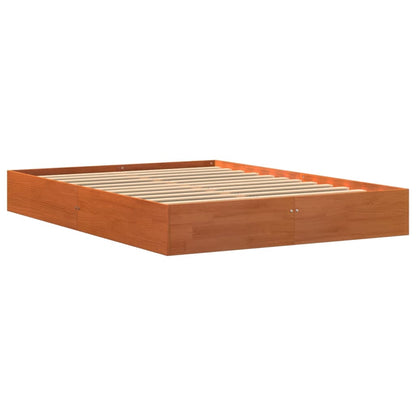 Bed Frame without Mattress Wax Brown 140x200 cm Solid Wood Pine