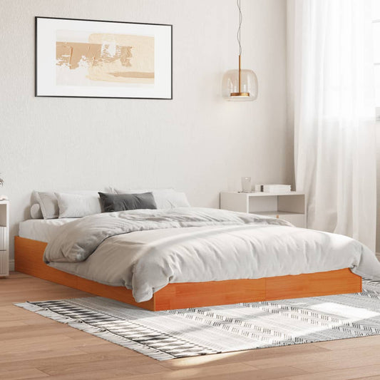 Bed Frame without Mattress Wax Brown 140x200 cm Solid Wood Pine