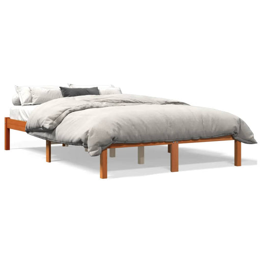 Bed Frame without Mattress Wax Brown 140x200 cm Solid Wood Pine