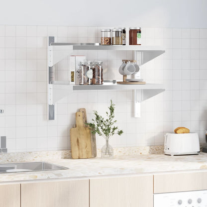 2-Tier Wall Shelf 75x40x60 cm Silver Stainless Steel