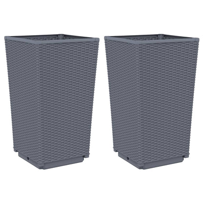 Garden Planters 2 pcs Grey 32.5x32.5x57 cm PP