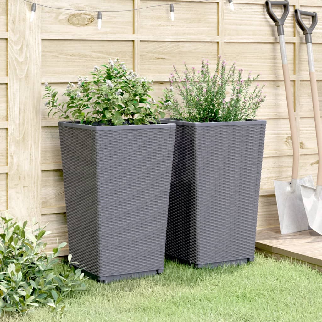 Garden Planters 2 pcs Grey 32.5x32.5x57 cm PP