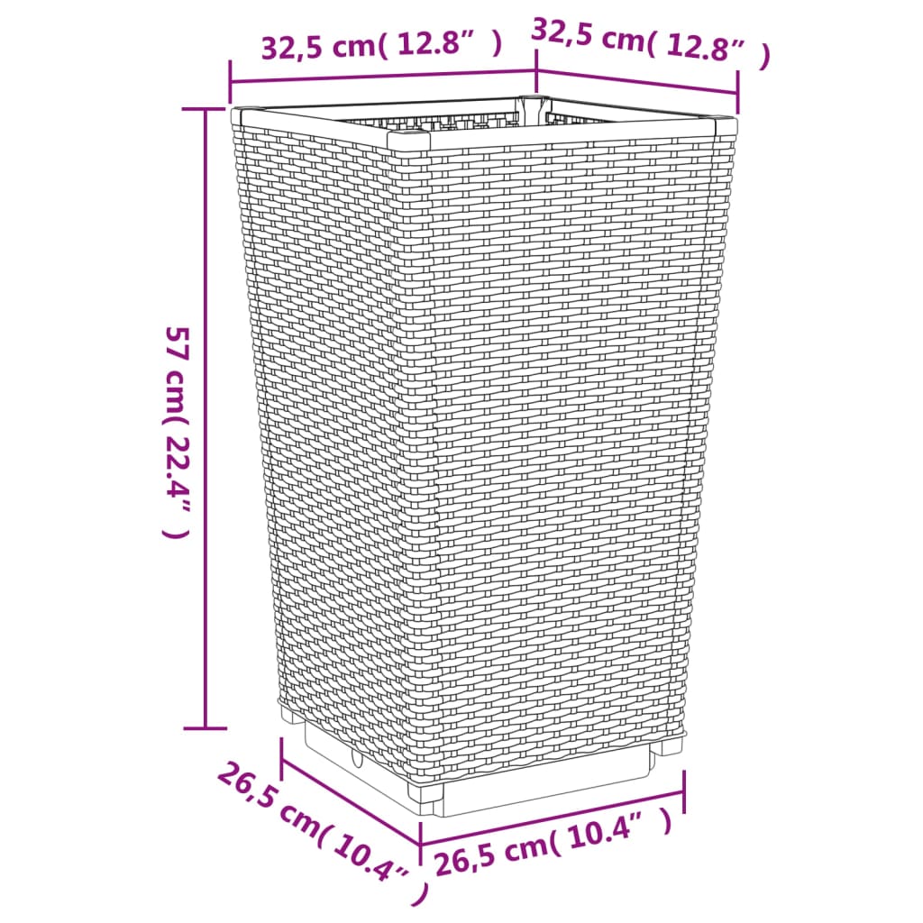 Garden Planters 2 pcs Grey 32.5x32.5x57 cm PP