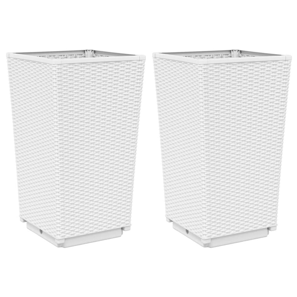 Garden Planters 2 pcs White 32.5x32.5x57 cm PP