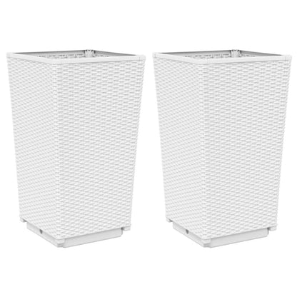 Garden Planters 2 pcs White 32.5x32.5x57 cm PP